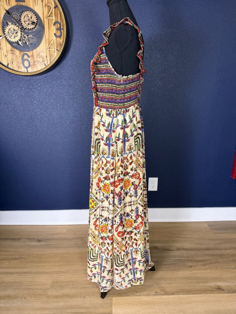 Anthropologie Vineet Bahl Valerie Embroidered Smocked Maxi Dress | 6 - Picture 7 of 10